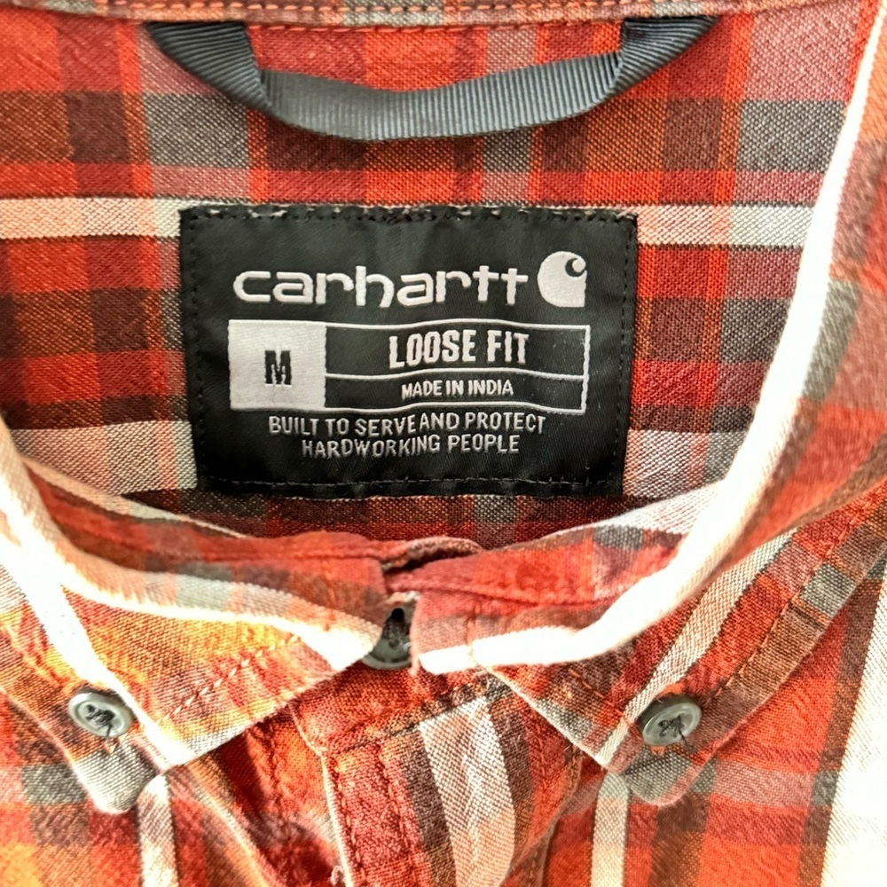 LOOSE FIT MIDWEIGHT SHORT-SLEEVE PLAID SHIRT Size M - Picture 7 of 8